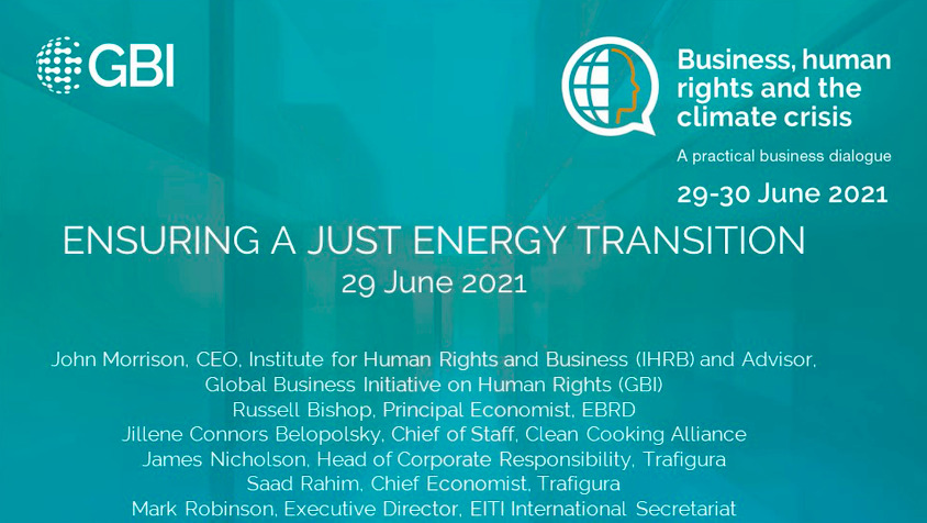 Business, Human Rights and Climate Change session on ‘Advancing business practice – energy transition'