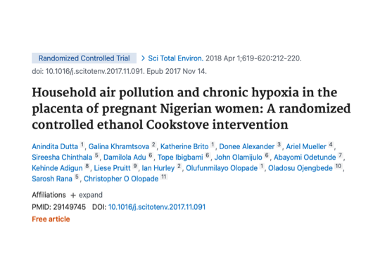 Household air pollution and chronic hypoxia in the placenta of pregnant Nigerian women: A randomized controlled ethanol Cookstove intervention