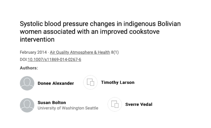 Systolic blood pressure changes in indigenous Bolivian women associated with an improved cookstove intervention